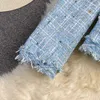 Новый дизайн женский осенний Lurex Patched твидовый шерстяной шерсти