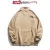 LAPPSTER-Youth Men Fleece Pocket Harajuku Hoodies Mens Oversized Streetwear Sweatshirts Korean Hoodie Hip Hop Black Clothes 220325