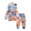 Girls Designer Clothing Sets Kids Velvet Tie-dye Tracksuit Boys Long Sleeve Hoodies Pants Suits Coat Trousers Sportswear Newborn Fashion Boutique Clothing BA8024