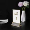Smyckespåsar Väskor Akrylguld Logotyp Stand Dubbelsidig skrivbordsmeny Display Golden Wedding Digital Standjewelry