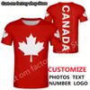 Canadá camiseta DIY Número de nome personalizado grátis pode camiseta country nação bandeira CA Black College Print P O Roupas francesas 220616