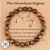 Compass Charm Armband Strands Natural Tiger Eye Pärledarmband för studenetkvinnor handgjorda elastiska smycken pärlor pulsera