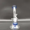 6.4 "tuyau d'eau en verre bleu narguilé recycleur Bong fumer du tabac herbe sèche bécher receveur de glace 14mm bol mâle