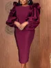 カジュアルドレス女性ボディコンドレスロングランタンスリーブフリルパッチワークOネックミディバースデーウェディングパーティー衣装大きなサイズの女性ガウン
