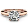 Ringos de cluster 14k anel de diamante de jóias de ouro rosa para mulheres baguete homme gemstone anilos bijoux femme jóias bizuteria kenn22