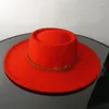 Boinas de lana para mujer, sombreros Fedora para mujeres y hombres, sombrero rojo de lujo a la moda, gorra tope de Panamá con cinturón marrón, venta al por mayor, boinas 2022, boinas