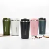 Gobelet à Double paroi isolé sous vide avec Logo personnalisé pour aller tasses à café réutilisables tasse à café en acier inoxydable réutilisable avec couvercle