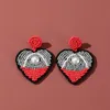 Hängeleuchte, handgefertigte Herz-Ohrringe für Damen, Bohemian-Stil, Sonnenblumen-Perlen-Tropfen-Geschenk
