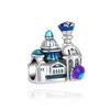 925 Sterling Silber baumelnder Charm Emaille Prinzessin Ballon Charm Schloss Perle passend für Pandora-Charm-Armbänder DIY-Schmuckzubehör