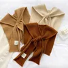 모직 니트 따뜻한 목걸이 목도리 겨울 한국 패션 여성 블라우스 어깨 가짜 칼라 케이프 매듭 스카프