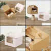 Pet Baking Gift Box Kraft Paper Window Cupcake Packaging Muffin Cup Portable Cake Dessert 10Pcs Cx220125 Drop Delivery 2021 Bread Boxes Kitc