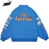 Fashion Racing Jacket Men Letters broderi överdimensionerade varsity jackor vinter streetwear racer jackor unisex outwear 220815