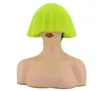 Fluorescent Green Short Bob Wigs Straight Colored Wig With Flat Bangs For Women Makeup Costume Halloween Party