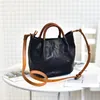 Evening Bags Retro Literary Soft Cowhide Female Bag Handbag Vegetable Tanned Leather Simple One-shoulder Crossbody Bucket BagEvening