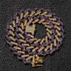 15 mm Kolorowa diamentowa bioder biżuteria kubańska łańcuch linku męski Złoty Naszyjnik Złot