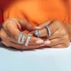 Zakol Fashion Luxury Multicolor Charm AAA Baguette Cubic Zirconia Wedding Rings for Women T Shape Stone Party Jewelry FSRP252 220719