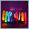 8Colors 4Sizes Night Safety Led Light Flashing Glow Nylon Pet Dog Collar Small Medium Leash Drop Delivery 2021 Collars Leashes Supplies Ho