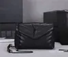 Designer luxury handbag purse Quilted Designer Chain Bags LouLou Mini Puffer Black Patent Leather CrossBody Bag luis Size: 24-17-9CM