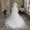 Sjöjungfrun bröllopsklänningar älskling organza rufsar katedral tåg med knappar skräddarsydda prinsessan brud slitage vestido de novia