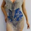 Frange Mesh Body sexy Donna Compleanno Festeggia il vestito Costumi Outfit Prom a220812