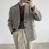 Frühling Herbst Blazer Anzug Jacke Oversize Top Cardigan Korean Plaid Lässige Blazer für Herren Quilten Vintage Kleidung