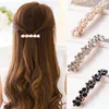 Moda 5 cores Crystal Pearl Mulheres elegantes Barrettes clipe de cabelo pente -pente de cabelo