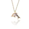 4 Colors Cute Little Dolphin Pendant Necklace Fashion Cartoon Alloy Marine Animals Necklace For Women Girls