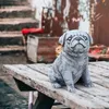 정원 장식 귀여운 퍼그 개 동상 강아지 조각 모방 석재 수지 공예 장신구 뒷마당 장식 야외 안뜰 장식 가르덴