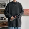 Men's Sweaters Autumn Men's Round Neck Black Gray Knit Pullovers Solid Color Casual Knitwear Warm Jumper 4XL 5XLMen's Olga22