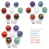 Natural Stone 12mm 16mm 20mm Round Ball 7 Chakras Set Yoga Meditation Ornament Beads Healing Energy Charms Crystal Decoration Gift