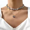 Sautoirs Boho fait à la main 6 mm noir blanc polymère argile collier court gothique Taiji Yinyang Chocker sans cou pour les femmes Harajuku Collier Heal22