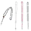 Party Favor 4 colors Sublimation necklace Heat Transfer Pendant Rosary bead Necklace Cross Jesus Metal Pendants SN6569