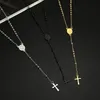 3MM Cross Crucifix Religieuze Katholieke Hanger Ketting Klassieke Kinderen Rozenkrans Kralen Roestvrij Stalen Ketting