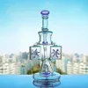 Double Recycler Dab Rigs Elica Percolatore Bong in vetro Narghilè Gorgogliatore Tubo di fumo Tubi d'acqua inebrianti Accessori per fumatori