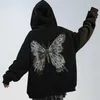 Harajuku Women Hoodies Autumn Winter Punk Butterfly Printed Long Long Sourder Stupy Sceptyp Switshird switshirs 220725