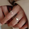 2pcs/set Women Fashion Simple Heart Band Rings Design Hollow Finger Ring For Girls Jewelry Gift wholesale