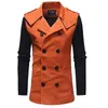 Men's Trench Coats Fashion Stitching Double Breasted Faced Tweed Slim Fitting Windbreaker Stand Collar Medium Long Woolen Coat Viol22