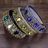 Haarclips Bronrettes Vintage Barokke gele kristal Diamante hoofdbanden Royal Blue Rhinestone Haarbanden voor vrouwen bling bruiloft sieraden