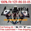 100%dopasowanie ciała OEM dla Yamaha YZF-R6 YZF600 YZF R 6 600 CC 03-05 Bodywork 9NO.20 YZF R6 600 cm3 Yzfr6 03 04 05 Cowling YZF-600 2003 2004 2005