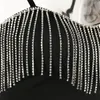 CNYISHE Fashion Sexy Clubwear Diamond Tassel Crop Tops Sleeveless T Shirts Slim Lady Bralette Strap Skinny Female Tee 220328
