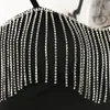 CNYISHE Mode Sexy Clubwear Diamond Tassel Crop Tops Mouwloze T-shirts Slanke Dame BRALETTE BAND Skinny Vrouw T-stuk 220328