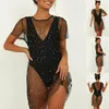 Sarongs Women Sexy Moon Star Sequin Mesh Bikini Cover Up Swimwear Bathing Beach Dress Sundress