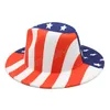 الأزياء المرقعة فيدورا قبعات للنساء الرجال العلم الأمريكي طباعة هلح جاز قبعة بنما حزب ترايلبي ​​كاوبوي كاب