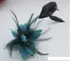 Chiffon Fabric Flower Wedding Corsage Pin Brooch With Feather Wrist Flowers Clothing Accsseries hair