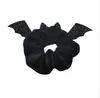 Accessori per capelli Scrunchies per ragazze di Halloween Fascia per capelli Pipistrello Anello per intestino crasso Supporto per coda di cavallo in velluto Flanella Festival Fasce per capelli D004