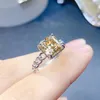 5CT Square Yellow Diamond Ring Asscher Cut Women's Engagement Wedding Ring Rose Gold 9x9MM 925 Sterling Silver. 220817