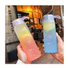 460ML Gradient Colorful Frosted Glass Water Bottles Leak-proof Drinking Cup Kettle Outdoor Sports W3