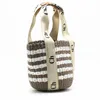 Frauen Zylindrische Stroh Woven Eimer Taschen Designer Handtasche Marke Brief Druck Neue Sommer Strand Reisetasche