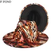 الموضة المرقعة للنساء Fe Hat Printing Design Wide Brim Trilby Jazz Hats الرسمية الشارع Cap Sombreros de Mujer 220629
