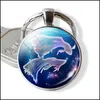 Nyckelringar mode tillbehör Zodiac Keychain 12 Signs Constellations Glass Cabochon Jewelry Birthday Presents To Best Friends Män kvinnor släpper D